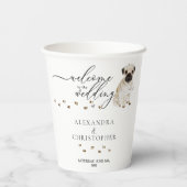 Waterverf PUG Dog Welkom op de bruiloft Papieren Bekers (Achterkant)