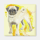 Waterverf Pug kunstmagneet Magneet (Voorkant)