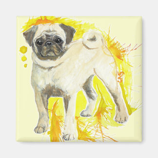 Waterverf Pug kunstmagneet Magneet