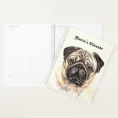 Waterverf pug personaliseren planner (Display)