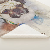 Waterverf Pug Sherpa Deken (3/4)