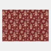 Waterverf Pug Snowflake Custom Christmas Inpakpapier Vel (Voorkant)