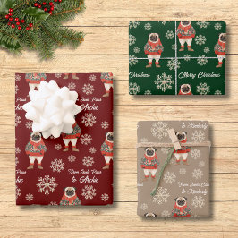 Waterverf Pug Snowflake Custom Christmas Inpakpapier Vel