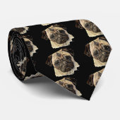 Waterverf Pugs hond huisdier dier Stropdas (Opgerold)