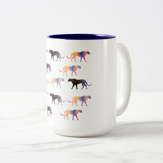 Waterverf Puma katten tweetone Mok (Voorkant rechts)