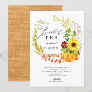 Waterverf Pumpkin Autumn Wreath Vrijgezellenfeest  Kaart