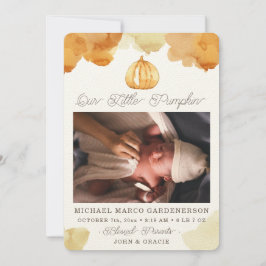 Waterverf Pumpkin Baby Aankondiging
