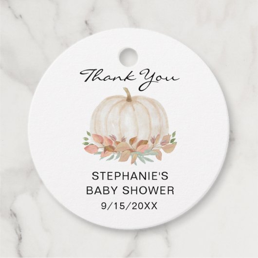 Waterverf Pumpkin Baby shower Hartelijk dank Bedankjes Labels (Voorkant)