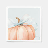 Waterverf Pumpkin Blue Bow Baby shower Servet (Voorkant)