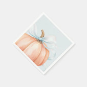 Waterverf Pumpkin Blue Bow Baby shower Servet (Hoek)