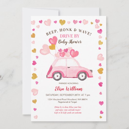 Waterverf Pumpkin Blue Truck Drive door Baby showe Kaart (Voorkant)