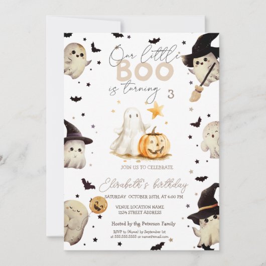 Waterverf Pumpkin Boo Ghost Halloween Kaart (Voorkant)