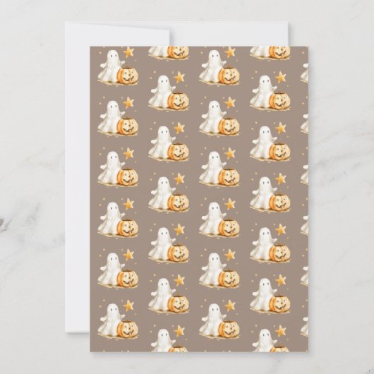 Waterverf Pumpkin Boo Ghost Halloween Kaart (Achterkant)