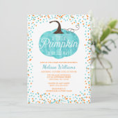 Waterverf Pumpkin Confetti Herfst Boy Baby shower Kaart (Staand voorkant)