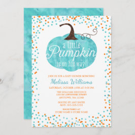 Waterverf Pumpkin Confetti Herfst Boy Baby shower Kaart