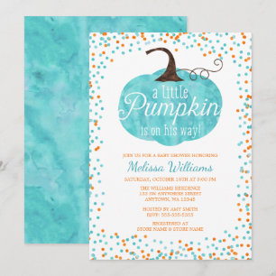 Waterverf Pumpkin Confetti Herfst Boy Baby shower Kaart