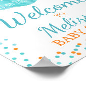 Waterverf Pumpkin Confetti Herfst Boy Baby shower Poster (Hoek)