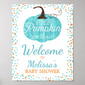 Waterverf Pumpkin Confetti Herfst Boy Baby shower Poster (Voorkant)