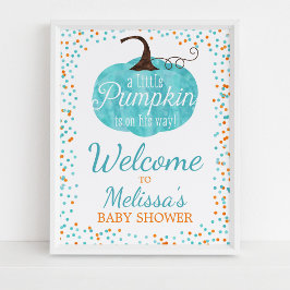 Waterverf Pumpkin Confetti Herfst Boy Baby shower Poster