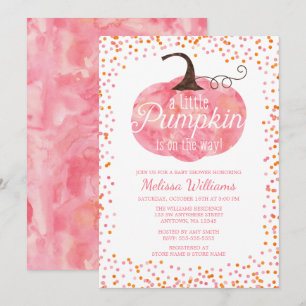 Waterverf Pumpkin Confetti Herfst Girl Baby shower Kaart