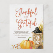 Waterverf Pumpkin Cornucopia Thanksgiving Poem Feestdagenkaart (Voorkant)