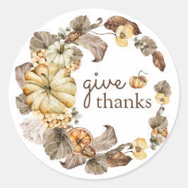 Waterverf Pumpkin Fall Leaves Thanksgiving Classi Ronde Sticker