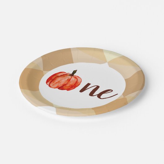 Waterverf Pumpkin First Birthday Autumn Herfst Gir Papieren Bordje (Gekanteld)