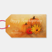 Waterverf Pumpkin Floral Thanksgiving Gift Label Cadeaulabel (Achterkant Horizontaal)
