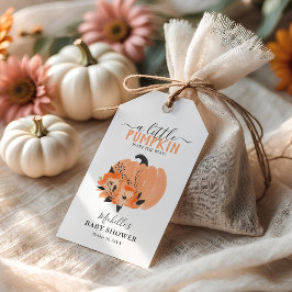 Waterverf Pumpkin & Florals Baby shower Favor Cadeaulabel