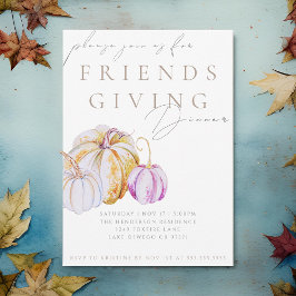 Waterverf Pumpkin Friendsgiving Dinner Invitation
