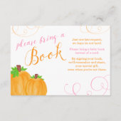 Waterverf Pumpkin Girl Baby shower Breng boek mee Informatiekaartje (Voorkant)