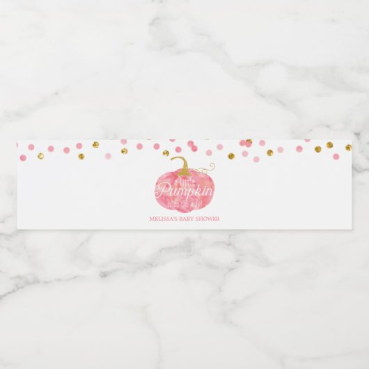 Waterverf Pumpkin Glitter Herfst Girl Baby shower Waterfles Etiket (Enkel label)
