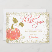 Waterverf Pumpkin Gold Glitter Herfst Hartelijk da Bedankkaart (Voorkant)