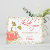 Waterverf Pumpkin Gold Glitter Herfst Hartelijk da Bedankkaart (Staand voorkant)