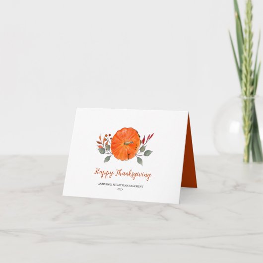 Waterverf Pumpkin Happy Thanksgiving Company Card Kaart (Voorkant)