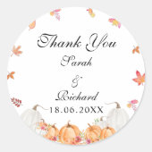 Waterverf Pumpkin Hartelijk dank voor de klassieke Ronde Sticker (Voorkant)