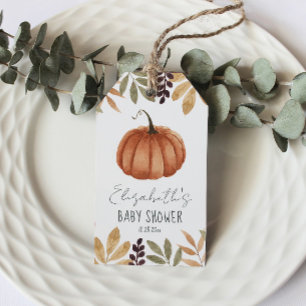 Waterverf Pumpkin Herfst Baby shower Cadeaulabel