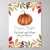 Waterverf Pumpkin Herfst Baby shower Diaper Raffle Poster (Voorkant)