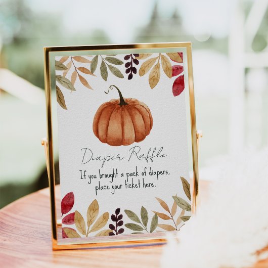 Waterverf Pumpkin Herfst Baby shower Diaper Raffle Poster