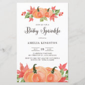 Waterverf Pumpkin Herfst Baby Sprinkle Invitatie (Voorkant)