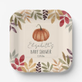Waterverf Pumpkin-Herfst Gewaardeerd Baby shower Papieren Bordje (Voorkant)