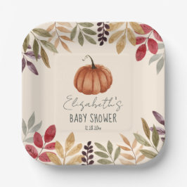 Waterverf Pumpkin-Herfst Gewaardeerd Baby shower Papieren Bordje