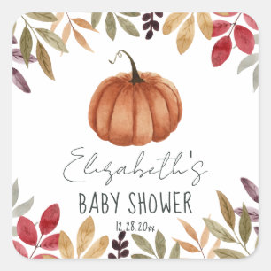 Waterverf Pumpkin-Herfst Gewaardeerd Baby shower Vierkante Sticker