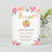 Waterverf Pumpkin Herfst Girl Baby shower Kaart (Staand voorkant)