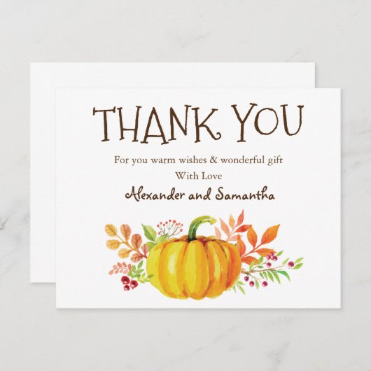Waterverf Pumpkin Herfst Hartelijk dank (Voorkant / Achterkant)