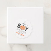 Waterverf Pumpkin 'Het is een jongen' Baby shower Bedankjes Labels (In situ)