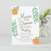 Waterverf Pumpkin Illustratie Green Fall Wedding Kaart (Staand voorkant)