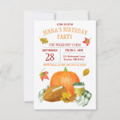 Waterverf Pumpkin Latte en Football Party Kaart (Voorkant)