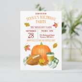 Waterverf Pumpkin Latte en Football Party Kaart (Staand voorkant)