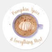 Waterverf Pumpkin Latte Pumpkin Spice Ronde Sticker (Voorkant)